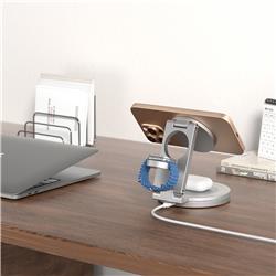 iCAN Chargeur sans fil 3-en-1 pliable et rotatif à 360° de 15 W
