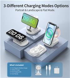 Choetech 15W 3-in-1 Magnetic Wireless Charger with Adaptor Included