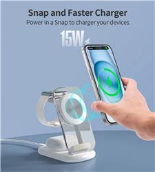 Choetech 15W 3-in-1 Magnetic Wireless Charger with Adaptor Included