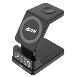 iCAN 4-in-1 Magnetic Wireless Charger with Alarm Clock