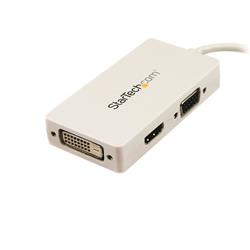 StarTech Travel A/V Adapter: 3-in-1 Mini DisplayPort to VGA DVI or HDMI Converter - White (MDP2VGDVHDW) | -Three-in-one adapter