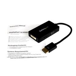 STARTECH Travel A/V adapter: 3-in-1 DisplayPort to VGA DVI or HDMI