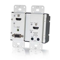 Cables To GoHDMI® AND VGA + STEREO AUDIO HDBASET OVER CAT5 EXTENDER WALL PLATE TRANSMITTER - WHITE (TAA COMPLIANT) (29301)