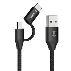 BASEUS Yiven 2-1 Micro USB/Type C Cable, 2A, 1M, Black