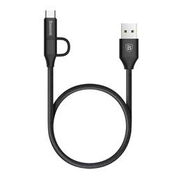 BASEUS Yiven 2-1 Micro USB/Type C Cable, 2A, 1M, Black