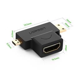 UGREEN 20144 Micro HDMI + Mini HDMI Male to HDMI Female Adapter, Black