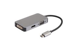 iCAN USB3.1 Type C to HDMI+DVI+VGA 3-in-1 Adapter, Aluminum, Grey(Open Box)