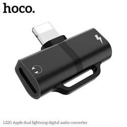 HOCO Dual Lightning Charge & Audio Adapter, Black