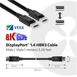 CLUB 3D DisplayPort 1.4 HBR3 Cable Male / Male 1m/3.28ft(Open Box)