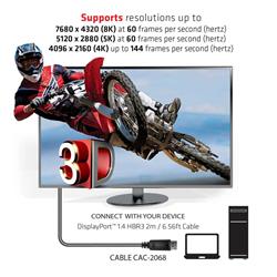 Câble CLUB 3D DisplayPort 1.4 HBR3 Mâle/Mâle 2 m/6.56 ft