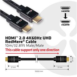 CLUB 3D HDMI 2.0 MALE TO HDMI 2.0 MALE  High Speed 4K UHD - Redmere 10m/32.8ft (CAC-2313)