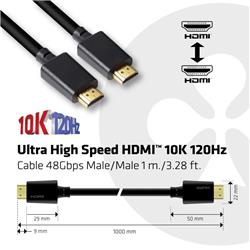 CLUB 3D HDMI 2.1 MALE TO HDMI 2.1 MALE ULTRA HIGH SPEED CABLE 10K 120Hz  1m/ 3.28ft (CAC-1371)