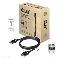 CLUB 3D HDMI 2.1 MALE TO HDMI 2.1 MALE ULTRA HIGH SPEED CABLE 10K 120Hz  2m/ 6.56ft (CAC-1372)