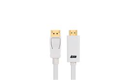 iCAN 28AWG DisplayPort to HDMI Cable, M/M, Gold Plated, 3FT, White