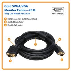 Tripp Lite Gold w/RGB Coax - VGA cable - 20ft. | P502-020