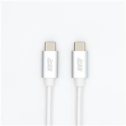 iCAN Premium USB Type-C to USB-Type C 2.0 Cable, Braided, 6FT, Silver