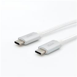 iCAN Premium USB Type-C to USB-Type C 2.0 Cable, Braided, 6FT, Silver