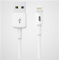 iCAN USB-A 2.0 to Lightning Cable, Apple MFi, M/M, 6FT, White