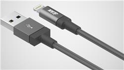 iCAN Premium USB-A 2.0 to Lightning Cable, MFi Certified, Nylon Braided, M/M, 6FT, Grey (LQCMF008-CS-R)