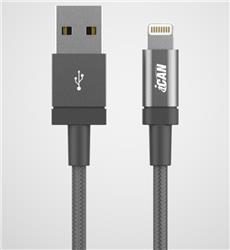 iCAN Premium USB-A 2.0 to Lightning Cable, MFi Certified, Nylon Braided, M/M, 6FT, Grey (LQCMF008-CS-R)