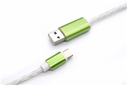 JMD Type C Cable, 360° LED Light, Touch On/Off, 1M, Green