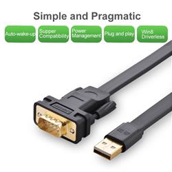 UGREEN CR107 Câble adaptateur USB 2.0 vers DB9 RS-232, 2 mètres, noir