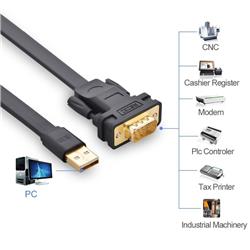 UGREEN CR107 Câble adaptateur USB 2.0 vers DB9 RS-232, 2 mètres, noir