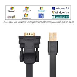 UGREEN CR107 Câble adaptateur USB 2.0 vers DB9 RS-232, 2 mètres, noir