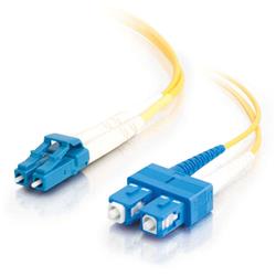 Cables To Go LC-SC 9/125 OS2 Duplex Single-Mode PVC Fiber Optic Cable - Yellow 2m (26260)