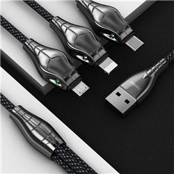 BENKS Lightning + Type C + Micro USB 3-in-1 Cable, 1.2M, Black