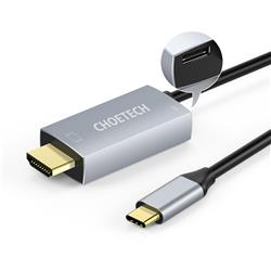 Choetech Type C to HDMI + PD Cable, Gold Plated, Aluminum, 1.8M, Black(Open Box)