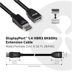 DisplayPort 1.4 HBR3 Extension Cable 8K60Hz M/F 2m/6.56ft