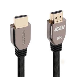 iCAN HDMI V2.1 Cable with Zinc Alloy Connectors, W/Ethernet, 3D, 8K, 48Gbps, Dynamic HDR, eARC, Game Mode VRR, M/M, 2M, Black