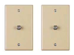 Monoprice Cable TV Jack Wall Plate, Ivory, 2-pack