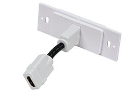 Monoprice - Plaque murale 2 pièces à 1 port avec câble HDMI haute vitesse flexible intégré de 4 pouces avec Ethernet, blanc