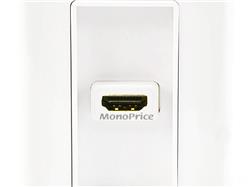 Monoprice - Plaque murale 2 pièces à 1 port avec câble HDMI haute vitesse flexible intégré de 4 pouces avec Ethernet, blanc