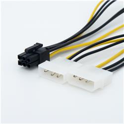 iCAN Internal Computer Power Cable/Cord for PCI-Express Video Card Cable/Cord (PCI-Express 6-pin female - Dual Molex 4-pin male