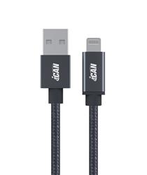 iCAN Premium USB-A 2.0 to Lightning Cable, Apple MFi, Nylon Braided, M/M, 3ft, Grey