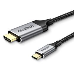 Choetech USB Type-C to HDMI V2.0 Cable, 4K @ 60Hz, Aluminum, Braided, 1.8m, Silver Grey (CH0021)(Open Box)