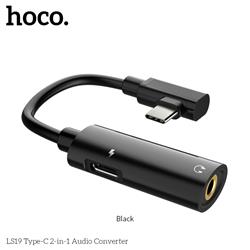 HOCO Type C Charging + 3.5mm AUX Audio 2-in-1 Adapter, Black