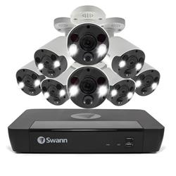 Swann (885MSFB) 4K Ultra HD 8 Channel 2TB Hard Drive NVR Security System with 8 x Outdoor Spotlight Bullet Security Cameras wit