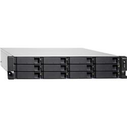 QNAP 2U 12-Bay 10GbE NAS and iSCSI IP-SAN, Intel Xeon E-2124 4-core 3.3 GHz processor , 8 GB Long DIMM DDR4 ECC (2 x 4GB), 12 x