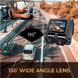 GekoGear Orbit D110 Dash Cam | 2-Channel Dual View Dashcam (1080p Full