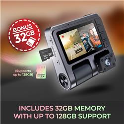 GekoGear Orbit D110 Dash Cam | 2-Channel Dual View Dashcam (1080p Full