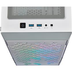 CORSAIR iCUE 220T RGB Airflow Tempered Glass Mid-Tower Smart Case, White(Open Box)