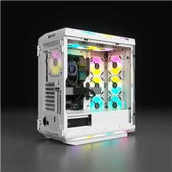 CORSAIR iCUE 5000T RGB Tempered Glass Mid-Tower Smart Case, White