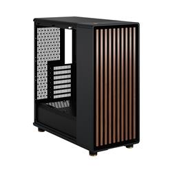 FRACTAL DESIGN North ATX mATX Mid Tower PC Case - Charcoal Black Chassis with Walnut Front and Light Tinted TG Side Panel