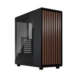 FRACTAL DESIGN North ATX mATX Mid Tower PC Case - Charcoal Black Chassis with Walnut Front and Light Tinted TG Side Panel