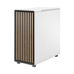 FRACTAL DESIGN North ATX mATX Mid Tower PC Case - Chalk White Chassis with Oak Front and Mesh Side Panel