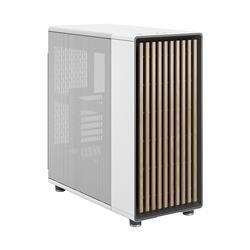 FRACTAL DESIGN North ATX mATX Mid Tower PC Case - Chalk White Chassis with Oak Front and Mesh Side Panel